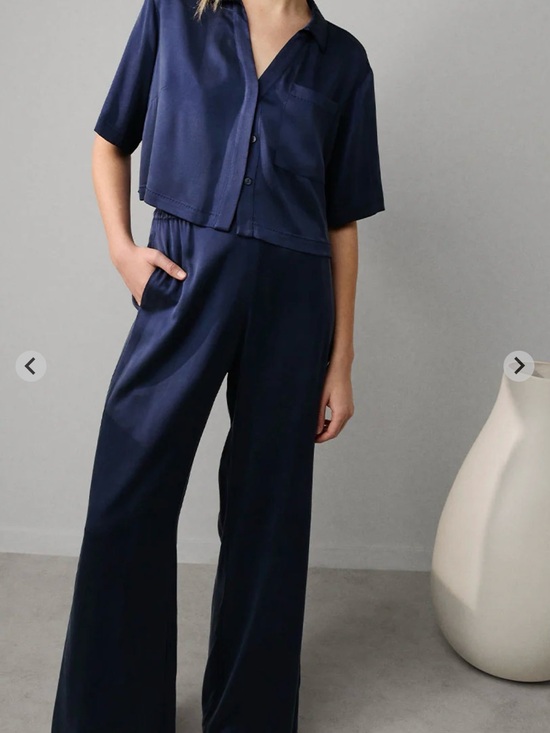 lunya Other - lunya Navy Silk Short-Sleeve Button Top & Wide-Leg Pants